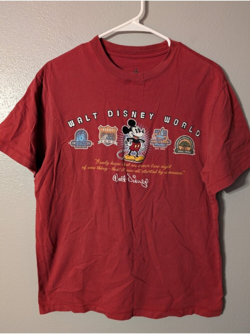 Disney Parks Walt Disney World Red Mickey Mouse 4 Parks Quote Graphic Tee Shirt